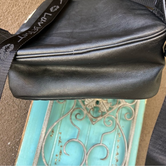 "Luv Betsey" Betsey Johnson Black Cat Mini Backpack Faux Leather Striped Lining - Picture 6 of 11